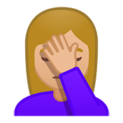 🤦🏼‍♀️ Emoji sich an den Kopf fassende Frau: mittelhelle Hautfarbe Google Android 8.1.