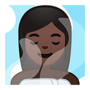 🧖🏿‍♀️ Emoji Frau in Dampfsauna: dunkle Hautfarbe Google Android 8.1.