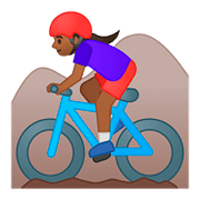 🚵🏾‍♀️ Emoji Mulher Fazendo Mountain Bike: Pele Morena Escura na Google Android 8.1.