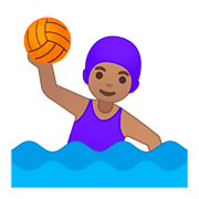 🤽🏽‍♀️ Emoji Mulher Jogando Polo Aquático: Pele Morena na Google Android 8.1.