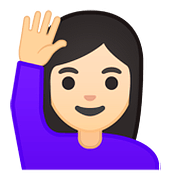 🙋🏻‍♀️ Emoji Frau mit erhobenem Arm: helle Hautfarbe Google Android 8.1.