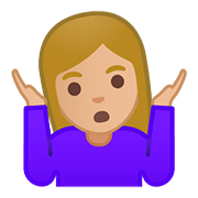 🤷🏼‍♀️ Emoji schulterzuckende Frau: mittelhelle Hautfarbe Google Android 8.1.
