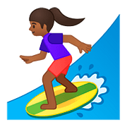 🏄🏾‍♀️ Emoji Mulher Surfista: Pele Morena Escura na Google Android 8.1.