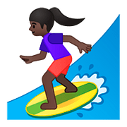 Émoji 🏄🏿‍♀️ Surfeuse : Peau Foncée sur Google Android 8.1.
