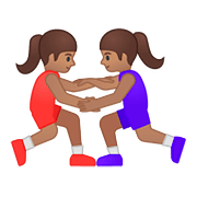 🤼🏽‍♀️ Emoji Mulheres Lutando, Pele Morena na Google Android 8.1.