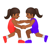 🤼🏾‍♀️ Emoji Mulheres Lutando, Pele Morena Escura na Google Android 8.1.