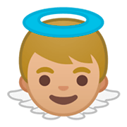 👼🏼 Emoji Bebé ángel: Tono De Piel Claro Medio en Google Android 9.0.
