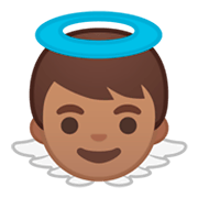 Émoji 👼🏽 Bébé Ange : Peau Légèrement Mate sur Google Android 9.0.