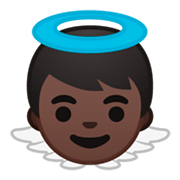 👼🏿 Emoji Bebé ángel: Tono De Piel Oscuro en Google Android 9.0.
