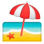 Emoji 🏖️ Spiaggia Con Ombrellone su Google Android 9.0.