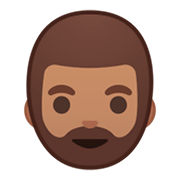 Emoji 🧔🏽 Uomo Con La Barba: Carnagione Olivastra su Google Android 9.0.