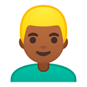 Emoji 👱🏾‍♂️ Uomo Biondo: Carnagione Abbastanza Scura su Google Android 9.0.
