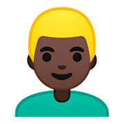 👱🏿‍♂️ Emoji Hombre Rubio: Tono De Piel Oscuro en Google Android 9.0.