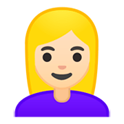 👱🏻‍♀️ Emoji Frau: helle Hautfarbe, blond Google Android 9.0.