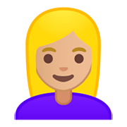 👱🏼‍♀️ Emoji Frau: mittelhelle Hautfarbe, blond Google Android 9.0.