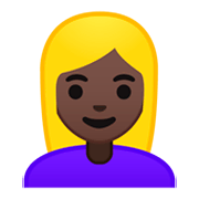 👱🏿‍♀️ Emoji Mujer Rubia: Tono De Piel Oscuro en Google Android 9.0.