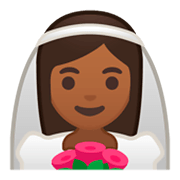 👰🏾 Emoji Noiva: Pele Morena Escura na Google Android 9.0.