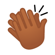 👏🏾 Emoji Manos Aplaudiendo: Tono De Piel Oscuro Medio en Google Android 9.0.