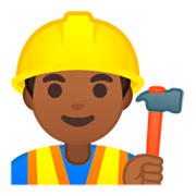 👷🏾 Emoji Bauarbeiter(in): mitteldunkle Hautfarbe Google Android 9.0.