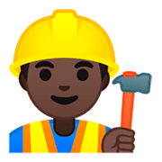 👷🏿 Emoji Trabalhador De Construção Civil: Pele Escura na Google Android 9.0.