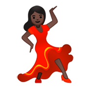 💃🏿 Emoji tanzende Frau: dunkle Hautfarbe Google Android 9.0.