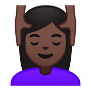 💆🏿 Emoji Person, die eine Kopfmassage bekommt: dunkle Hautfarbe Google Android 9.0.