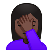 🤦🏿 Emoji sich an den Kopf fassende Person: dunkle Hautfarbe Google Android 9.0.