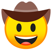 Emoji 🤠 Faccina Con Cappello Da Cowboy su Google Android 9.0.