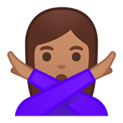 🙅🏽 Emoji Pessoa Fazendo Gesto De «não»: Pele Morena na Google Android 9.0.
