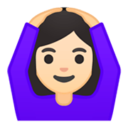 🙆🏻 Emoji Person mit Händen auf dem Kopf: helle Hautfarbe Google Android 9.0.