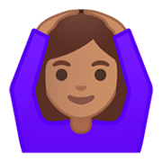 🙆🏽 Emoji Person mit Händen auf dem Kopf: mittlere Hautfarbe Google Android 9.0.