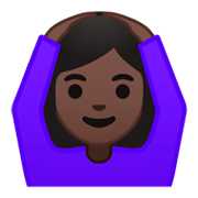 🙆🏿 Emoji Person mit Händen auf dem Kopf: dunkle Hautfarbe Google Android 9.0.