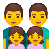 👨‍👨‍👧‍👧 Emoji Familie: Mann, Mann, Mädchen und Mädchen Google Android 9.0.