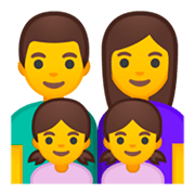 👨‍👩‍👧‍👧 Emoji Familie: Mann, Frau, Mädchen und Mädchen Google Android 9.0.