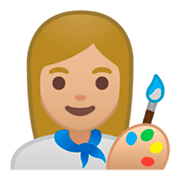 Emoji 👩🏼‍🎨 Artista Donna: Carnagione Abbastanza Chiara su Google Android 9.0.