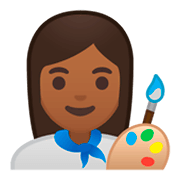 👩🏾‍🎨 Emoji Artista Plástica: Pele Morena Escura na Google Android 9.0.