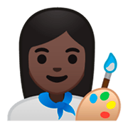 Émoji 👩🏿‍🎨 Artiste Femme : Peau Foncée sur Google Android 9.0.