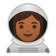👩🏾‍🚀 Emoji Astronautin: mitteldunkle Hautfarbe Google Android 9.0.