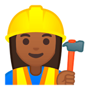 👷🏾‍♀️ Emoji Bauarbeiterin: mitteldunkle Hautfarbe Google Android 9.0.