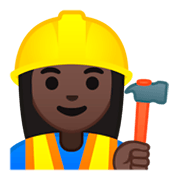 👷🏿‍♀️ Emoji Bauarbeiterin: dunkle Hautfarbe Google Android 9.0.