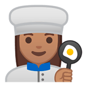 Émoji 👩🏽‍🍳 Cuisinière : Peau Légèrement Mate sur Google Android 9.0.