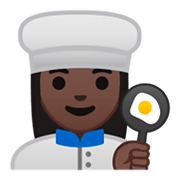 👩🏿‍🍳 Emoji Köchin: dunkle Hautfarbe Google Android 9.0.