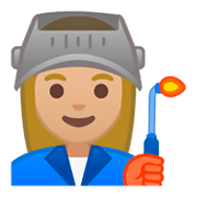 👩🏼‍🏭 Emoji Operária: Pele Morena Clara na Google Android 9.0.