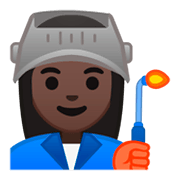 Emoji 👩🏿‍🏭 Operaia: Carnagione Scura su Google Android 9.0.