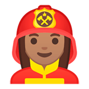 Émoji 👩🏽‍🚒 Pompier Femme : Peau Légèrement Mate sur Google Android 9.0.