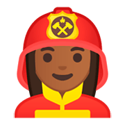 👩🏾‍🚒 Emoji Bombeira: Pele Morena Escura na Google Android 9.0.