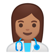 👩🏽‍⚕️ Emoji Mulher Profissional Da Saúde: Pele Morena na Google Android 9.0.