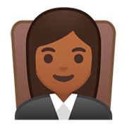 👩🏾‍⚖️ Emoji Juíza: Pele Morena Escura na Google Android 9.0.