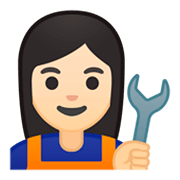 👩🏻‍🔧 Emoji Mecánica: Tono De Piel Claro en Google Android 9.0.