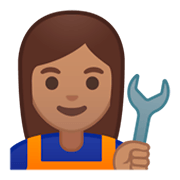 Émoji 👩🏽‍🔧 Mécanicienne : Peau Légèrement Mate sur Google Android 9.0.